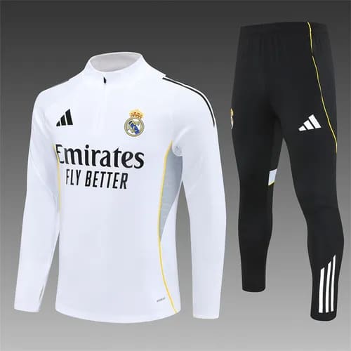 2025-26 Real Madrid White Half-Pull Training Jersey