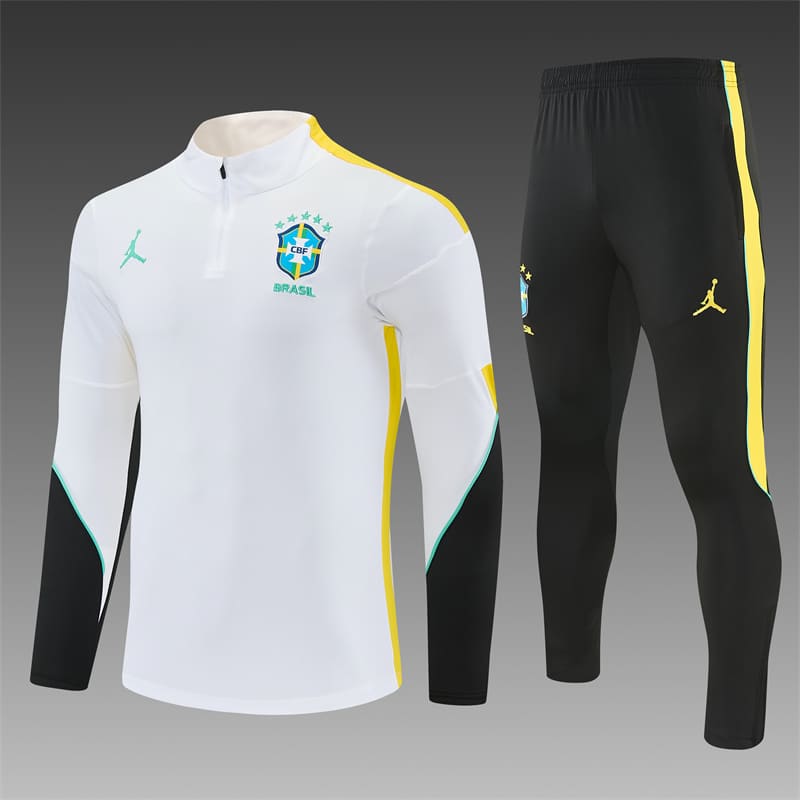 2026-27 Brazil Jordan White Half-Zip Training Jersey