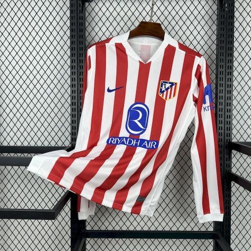 2025-26 Atletico Madrid Home Long-Sleeve Jersey - Fan Edition