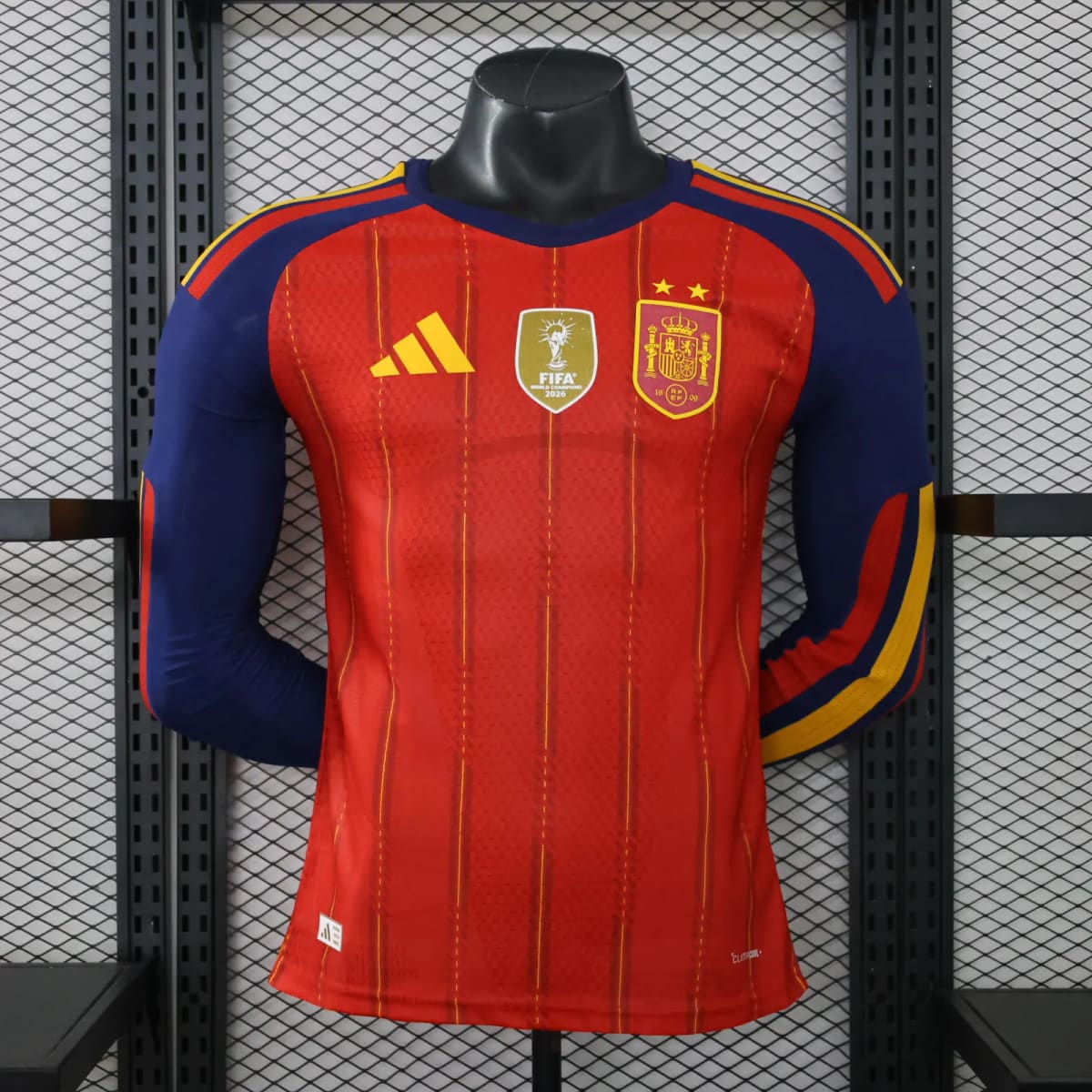 2026-27 Spain Home Long-Sleeve Jersey (with Two Stars) – Player Version
