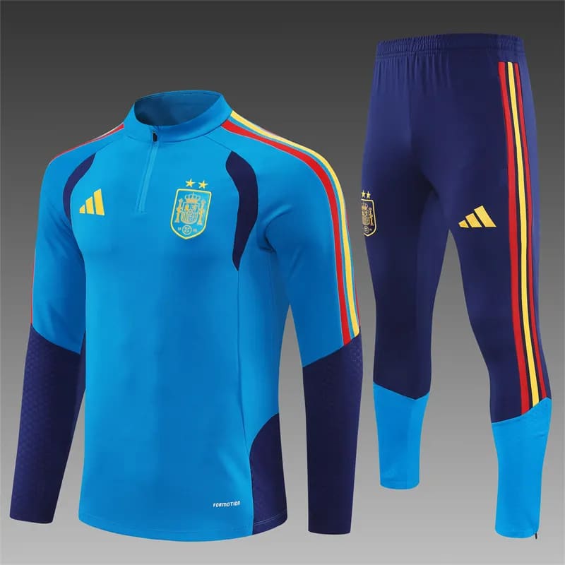 2026-27 Spain Team Lake Blue Half-Zip Training Jersey (Two Stars)