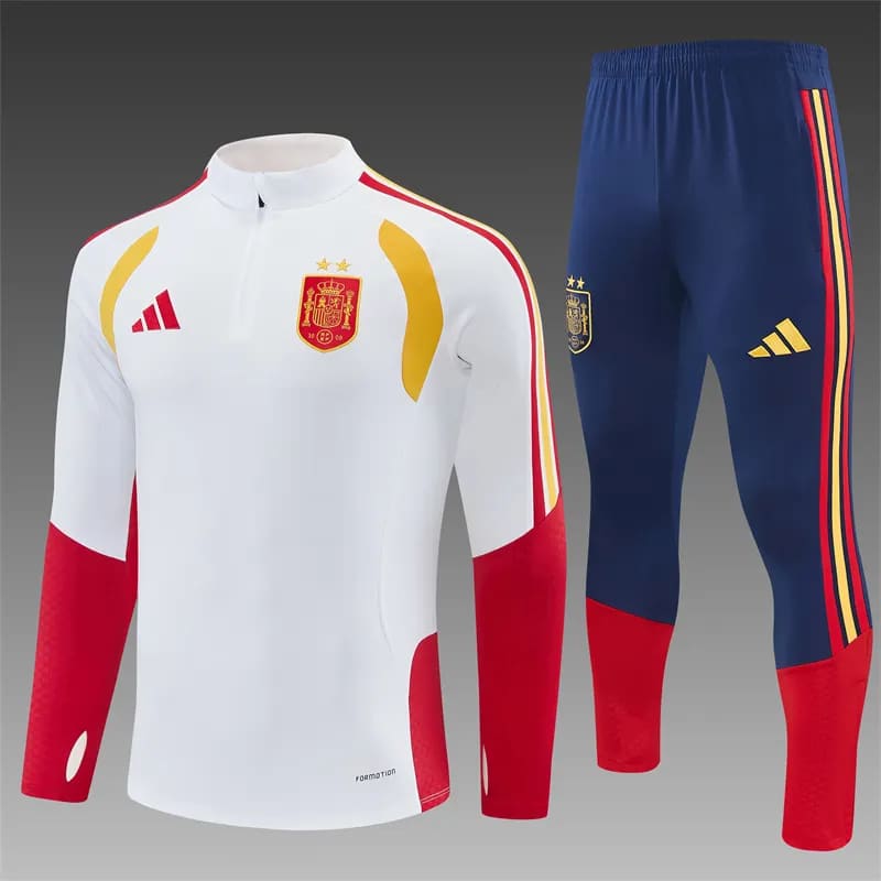 2026-27 Spain White Half-Zip Training Jersey (Two Stars)