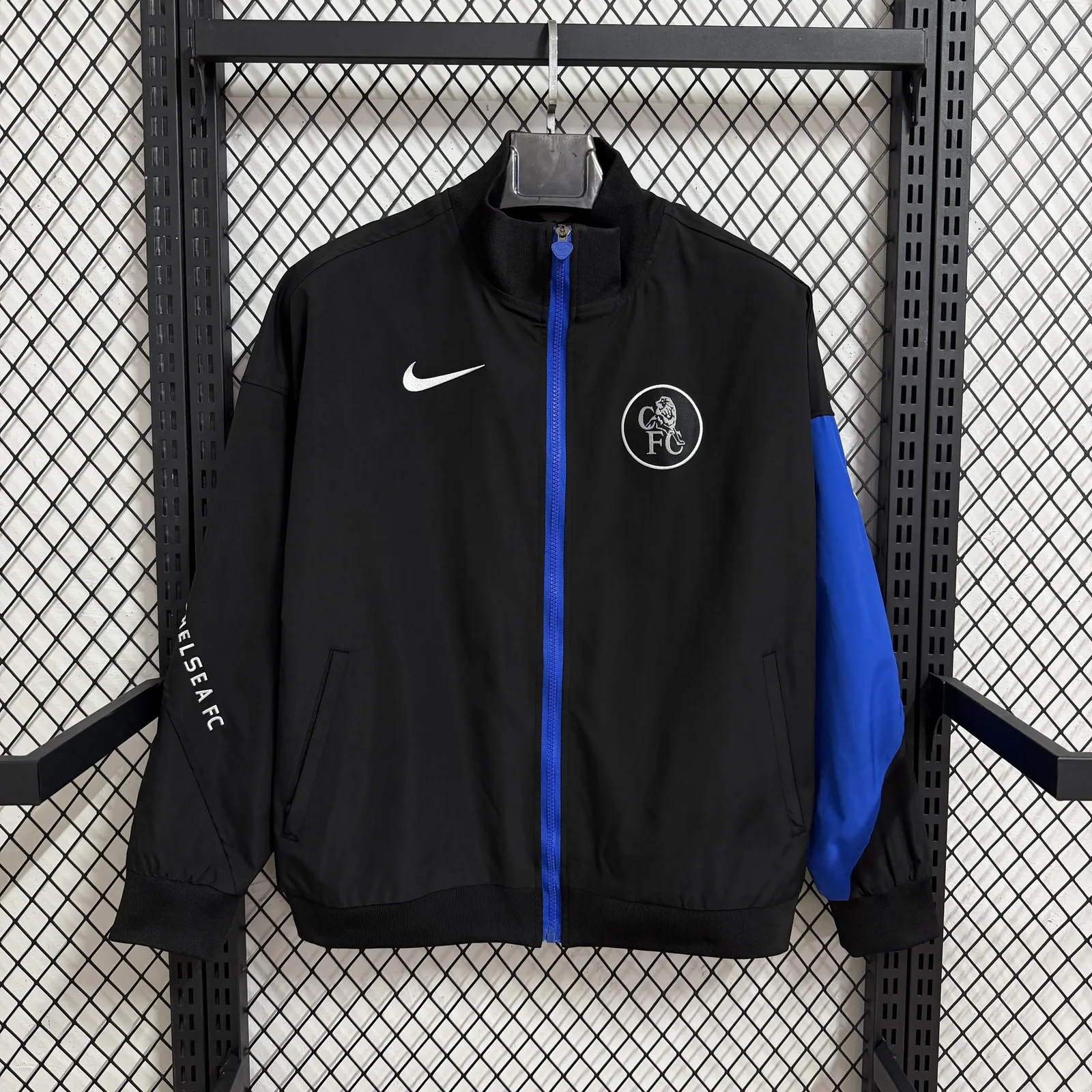 2025-26 Chelsea Black Waterproof Training Windbreaker 1
