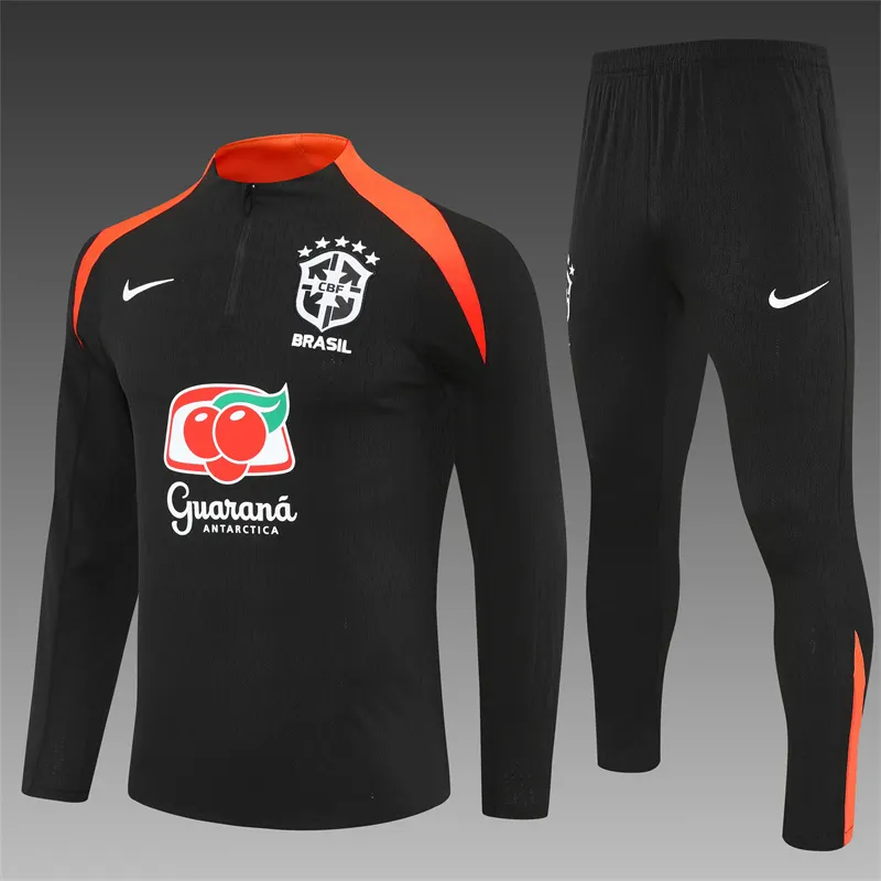 2025-26 Brazil Black Half-Zip Training Jersey