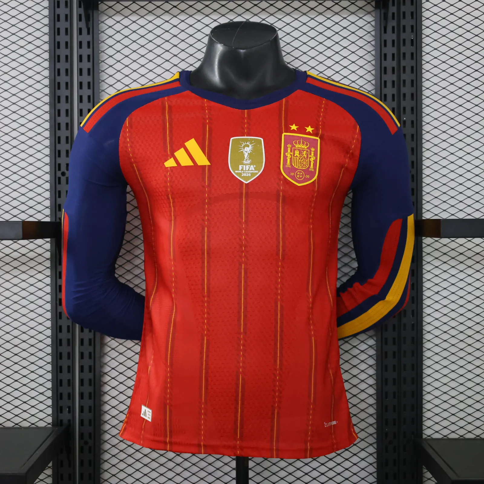 2026-27 Spain Home Long-Sleeve Jersey (with Two Stars) – Player Version 1