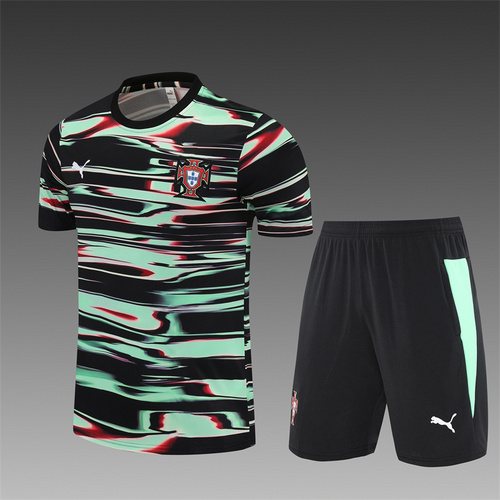 2025-26 Portugal Green and Black [Camouflage] Short Sleeve Training Jersey 1
