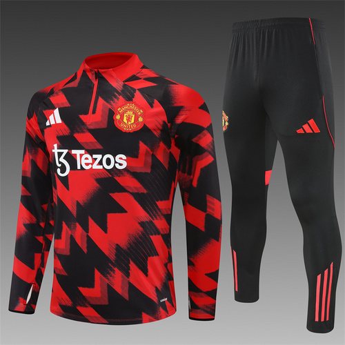 2025-26 Manchester United Red and Black Half-Pull Training Jersey 1