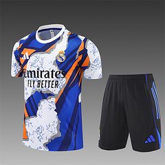 2025-26 Real Madrid yellow blue short sleeve training jersey 1