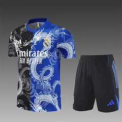 2025-26 Real Madrid Black Blue Short Sleeve Training Jersey 1