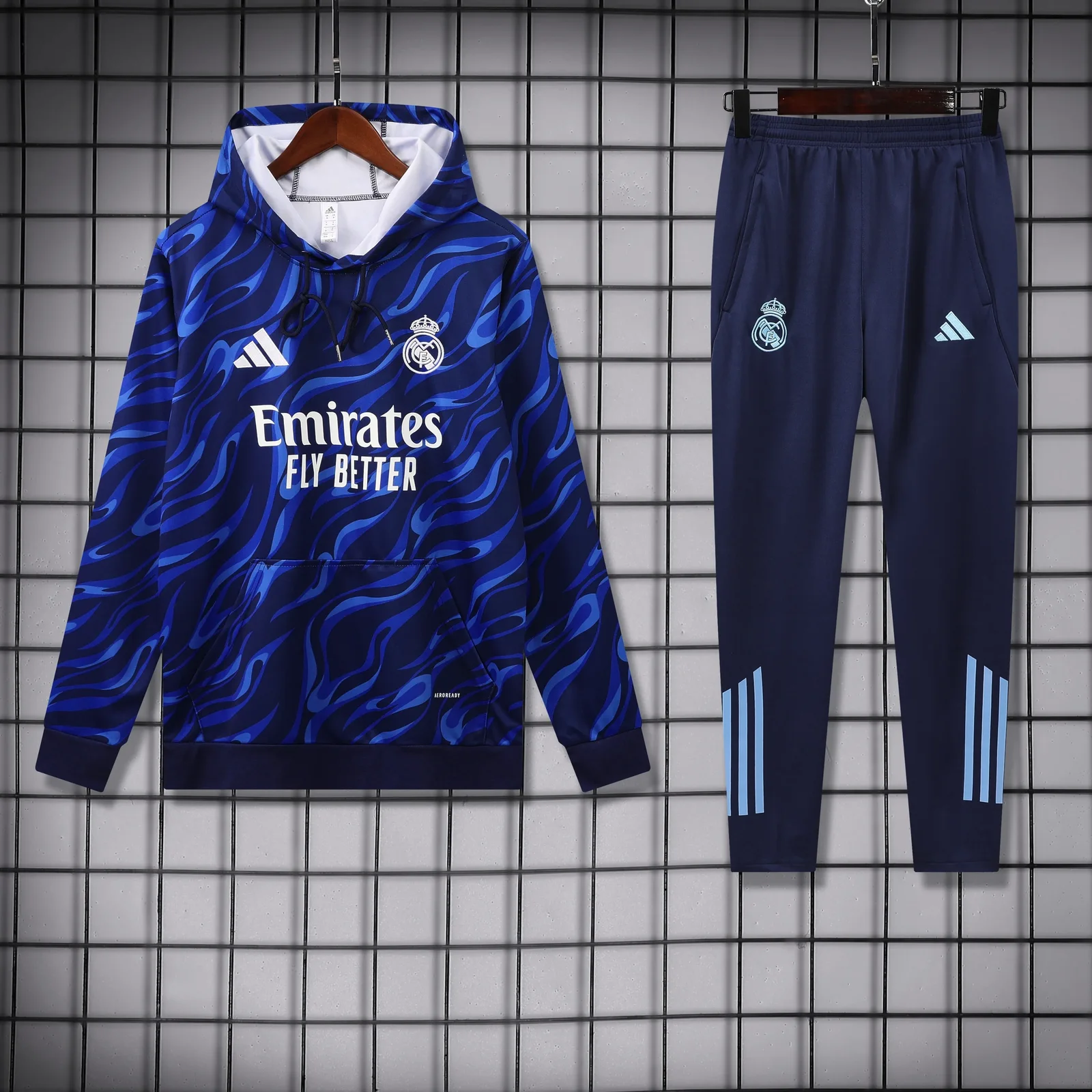2025-26 Real Madrid Blue Hooded Training Jersey 1