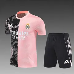 2025-26 Real Madrid black and pink short-sleeved training jersey 1