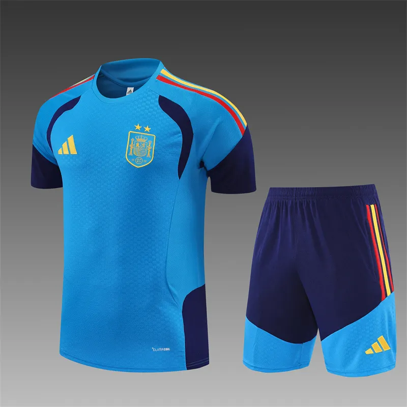2026-27 Spain Team Lake Blue Short-Sleeve Training Jersey (Two Stars) 1
