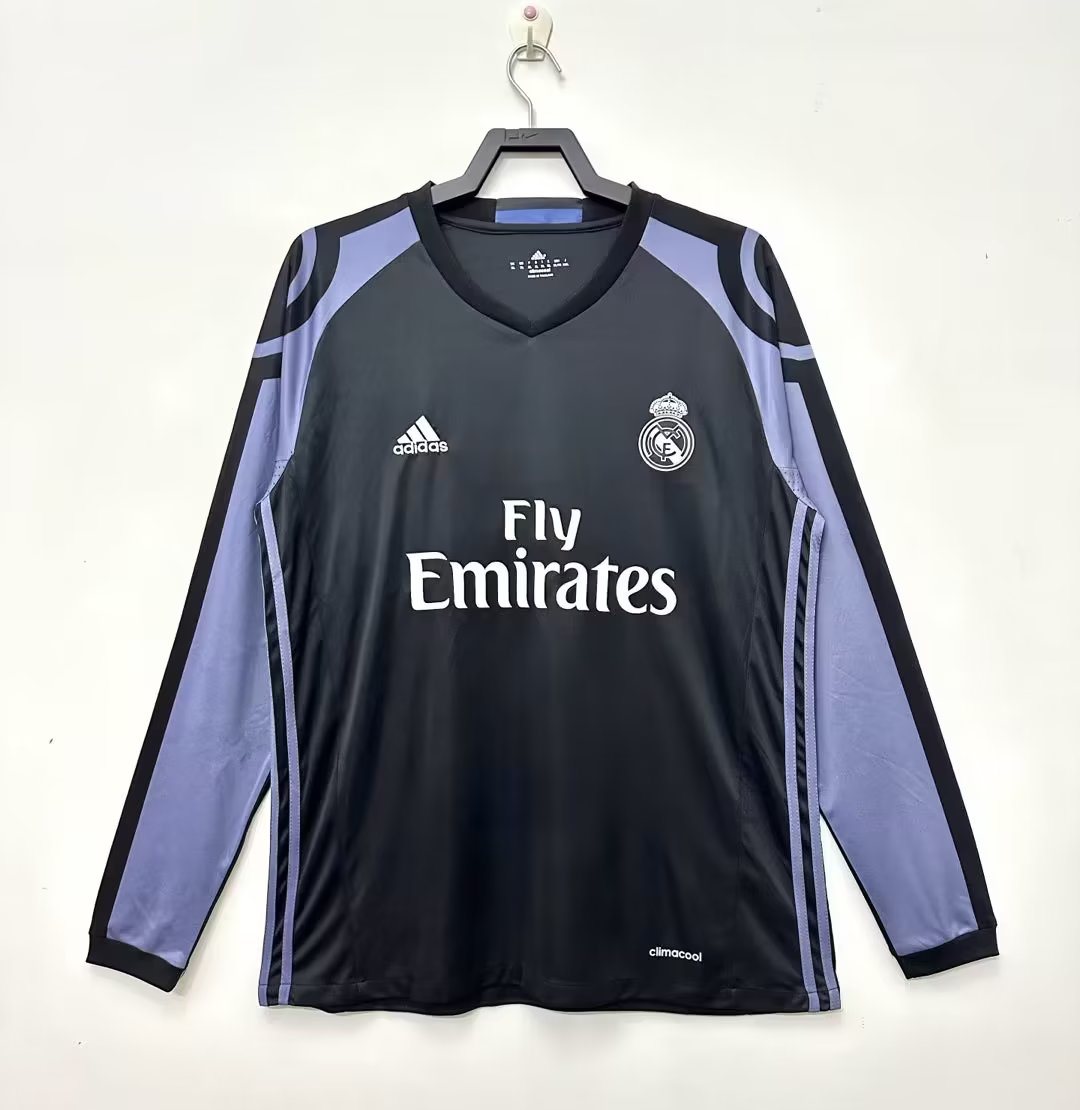 2016-17 Real Madrid Second Away Long Sleeve Retro Jersey 1