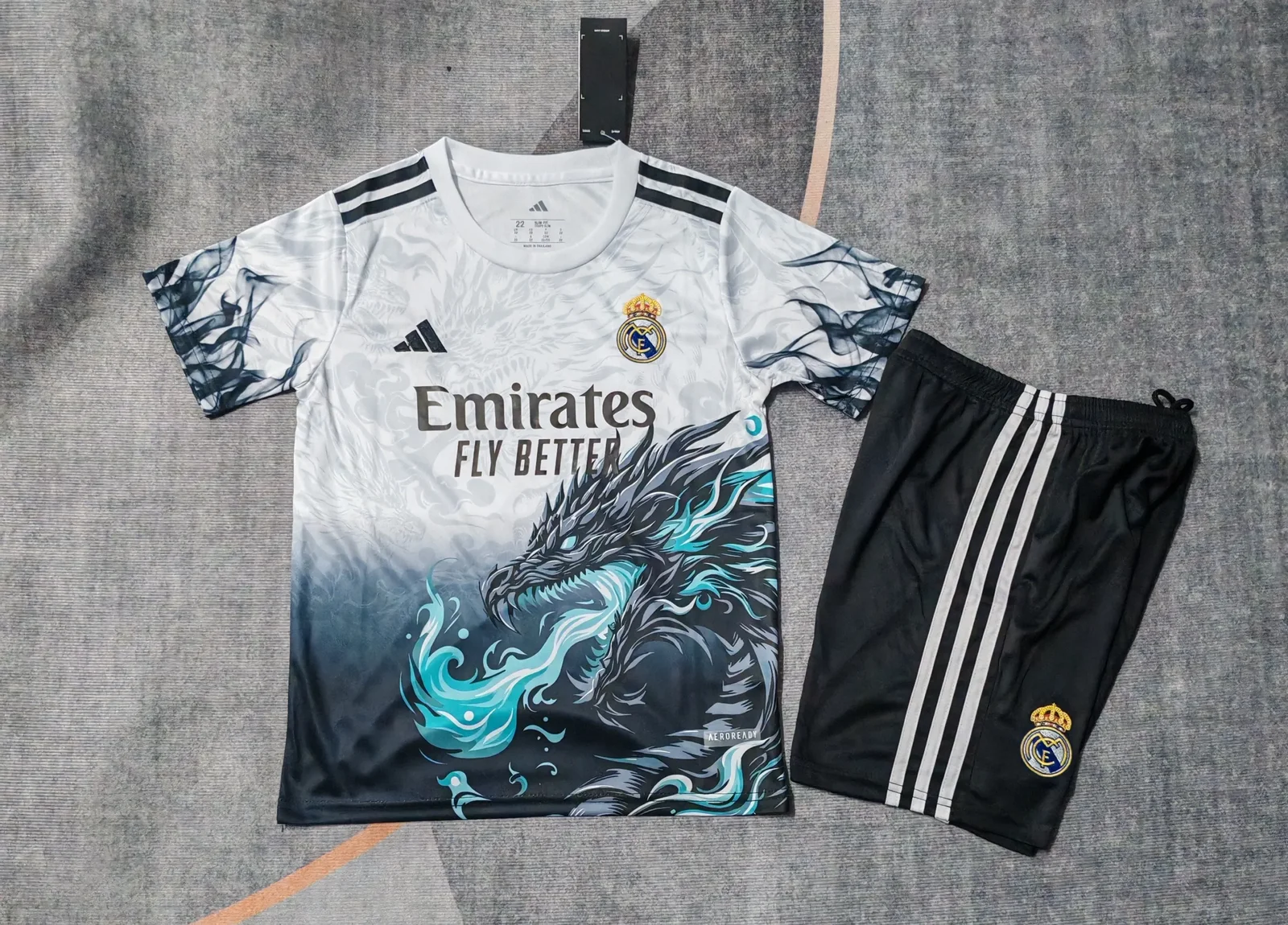 2025-26 Real Madrid "White Dragon Pattern" Jersey – Kids' Edition 1