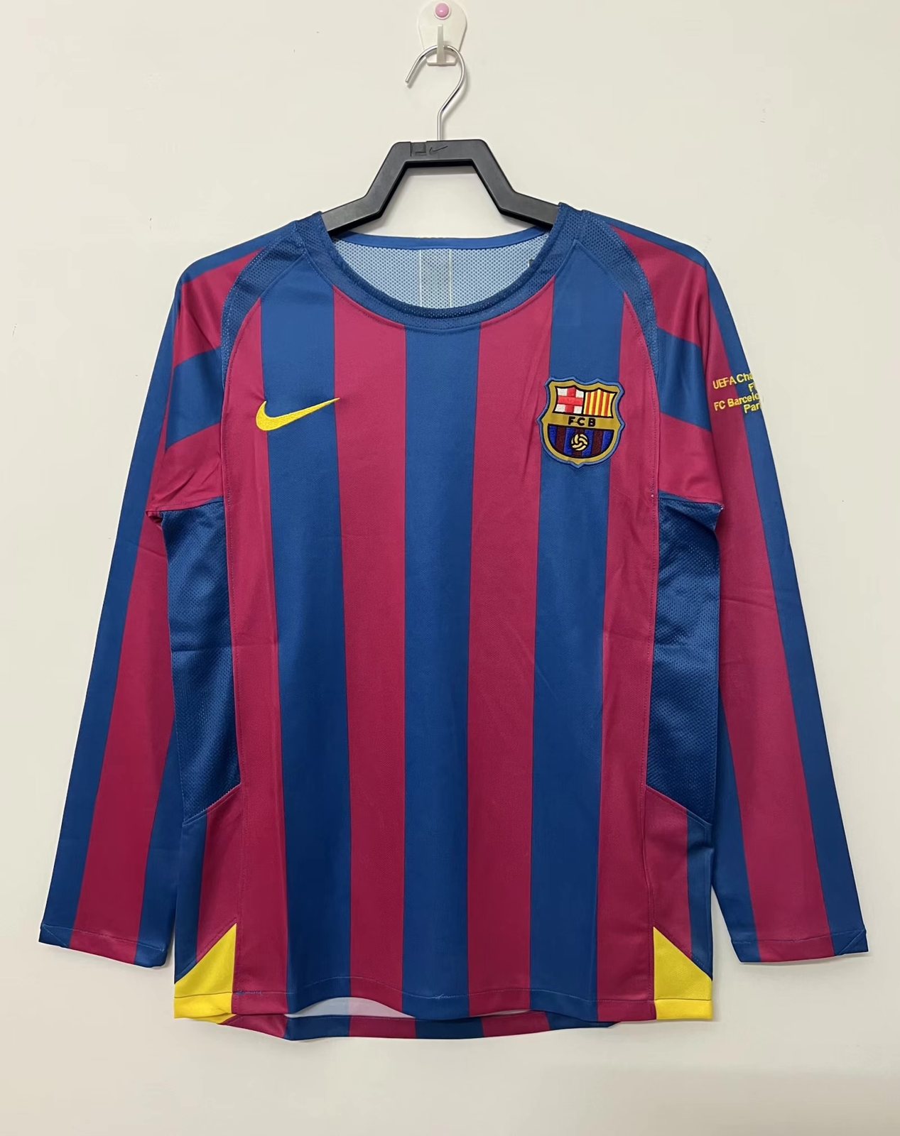 2005-06 Barcelona Home Long Sleeve Retro Shirt - Champions League Edition 1