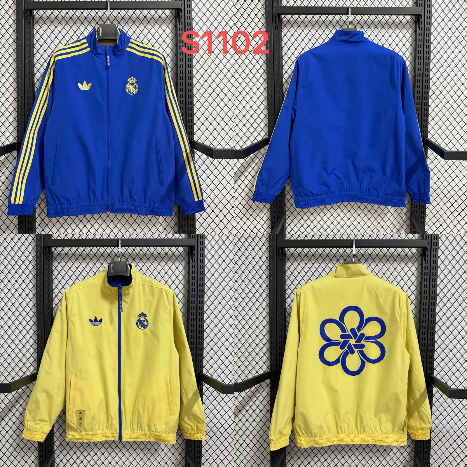 2025-26 Real Madrid Blue and Yellow Reversible Windbreaker Jacket 1