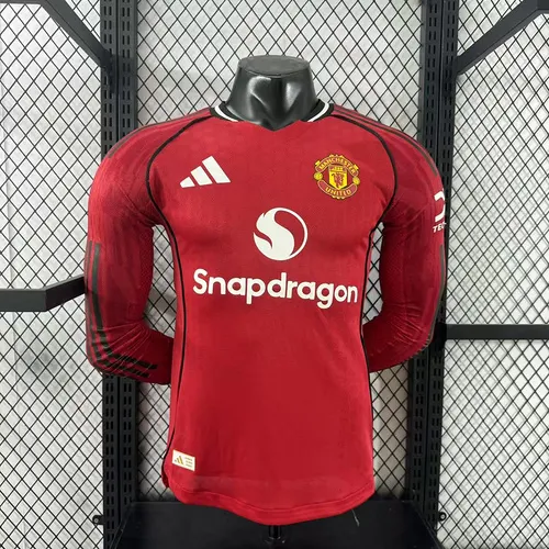 2025-26 Manchester United Home Long Sleeve Shirt - Player Edition