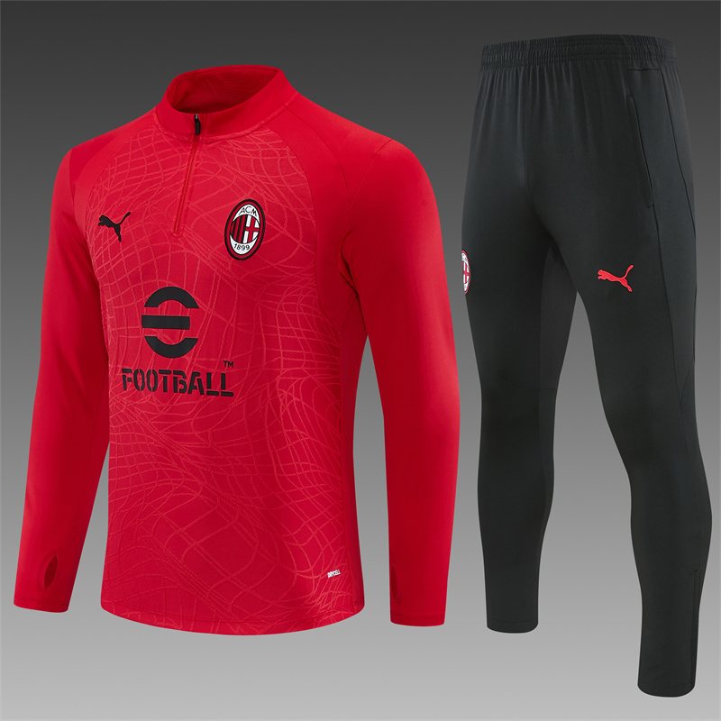 2026-27 AC Milan Red Half-Zip Long-Sleeve Training Jersey