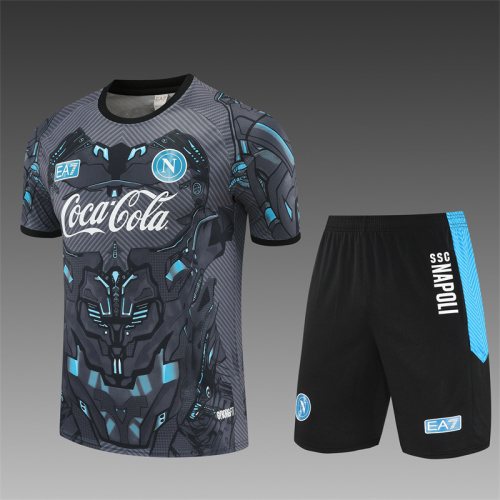 2025-26 Napoli Black Grey Short Sleeve Training Jersey 1